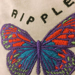 Ripple Vibrant Butterfly Embroidered Women's Flowy Crop Tee