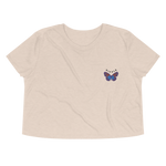 Ripple Vibrant Butterfly Embroidered Women's Flowy Crop Tee
